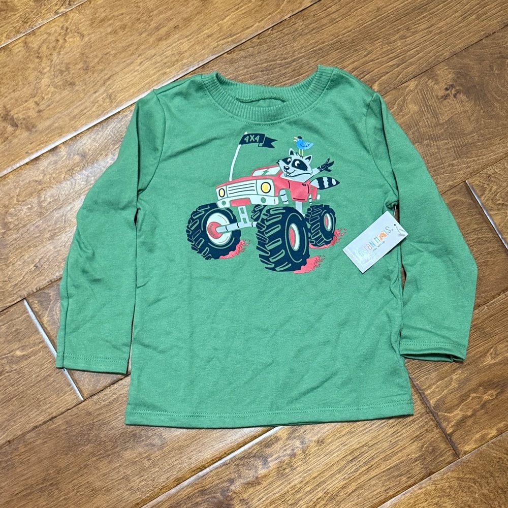 NWT Size 2T Garanimals Green Monster Truck Long Sleeve Shirt